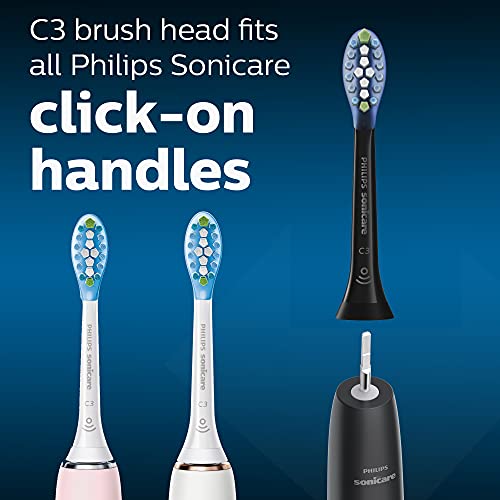 Philips Sonicare Genuine C3 Premium Plaque Control Replacement Toothbrush Heads, 4 Brush Heads, Black, HX9044/95