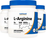 Nutricost L-Arginine (500G) (3 Bottles) - Pure L-Arginine Powder (500G Each) - 5G Per Serving
