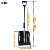 Car Snow Shovel, Ergonomic Snow Shovels with Aluminum Handle Heavy Duty Snow Removal, Portable and Utility for Cars, Home, Garden, Mud and Snowman, Black