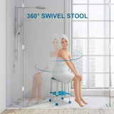 Health Line Massage Products Swivel Shower Stool 350 Lbs, 360 Degree Rotating Shower Chair for Inside Shower, Tool Free Adjustable Bathtub Seat with Storage Tray (FSA or HSA Eligible)
