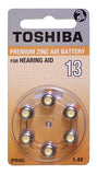 Toshiba Hearing Aid Batteries Size 13, PR48, (60 Batteries)