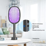 2 in 1 Electric Fly Swatter & Mosquito Zapper 4000V with USB Charging Base, Powerful Bug Zapper Racket Mosquito Swatter with 3 Layers of Safety Net Suitable for Indoor and Outdoor…