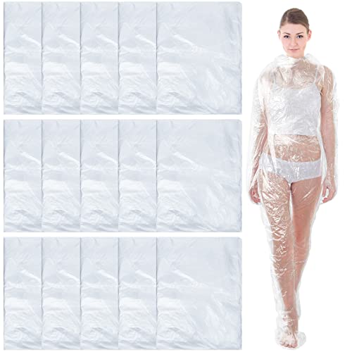 Xtinmee 20 Pcs Disposable Body Wraps PE Sauna Bath Suit Plastic Body Far Infrared Sauna Wrap for Women Men Spa Bathtub Weight Loss Detox, Clear