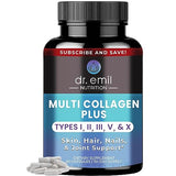 DR EMIL NUTRITION Multi Collagen Pills - Collagen Supplements to Support Hair, Skin, Nails, & Joints - Hydrolyzed Collagen Supplements for Women with Types I, II, III, V & X - 90 Capsules