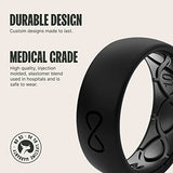 Groove Life Solid Black/Black Ring - Breathable Silicone Wedding Rings for Men, Lifetime Coverage, Unique Design, Comfort Fit Ring - Size 11