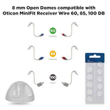 New - Oticon Open miniFit Domes 8mm, 10.0 Count