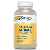 Solaray Calcium Citrate w/Vitamin D3 1000mg, Healthy Bones & Teeth, Heart, Muscle & Nerve Support, 60 Serv, 240 VegCaps