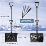 Snow Shovel, Strain-Reducing Snow Shovel with Assisted Handle, Large Capacity for Snow Removal, 53 inches Long Heavy Duty Detachable Snow Shovel with Back-Saving Fore-Grip - Black