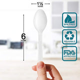 400 pack Extra Heavyweight Disposable White Plastic Soup Spoons -Heavy Duty White Cutlery-Utensils, Parties, Dinners, Catering Services, Family Gatherings