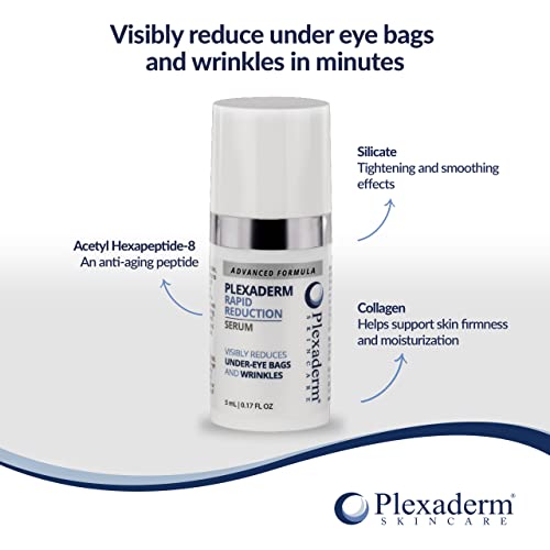 Plexaderm Rapid Reduction Eye Serum - Advanced Formula Anti Aging Visibly Reduces Under-Eye Bags, Wrinkles, Dark Circles, Fine Lines & Crow's Feet Instantly Instant Wrinkle Remover for Face