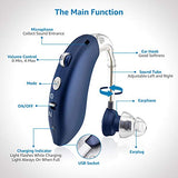 Hearing Aids, Enjoyee Hearing Aids for Seniors Rechargeable Hearing Amplifier with Noise Cancelling for Adults Hearing Loss, Digital Ear Hearing Assist Devices with Volume Control (Black) (Blue)