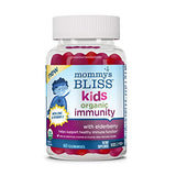 Mommy's Bliss Kids Organic Immunity Gummies with Elderberry Helps Support Healthy Immune Function, USDA Organic, with Zinc & Vitamin C,Age Kids 2 Years +, 60 Gummies