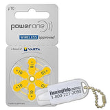 PowerOne Hearing Aid Batteries Size 10, PR70 (60 Batteries) + Battery Keychain Kit