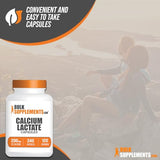 BulkSupplements.com Calcium Lactate Capsules - Calcium Supplement, Calcium 200mg - Calcium Lactate Supplement, 2 Capsules per Serving - 120-Day Supply, 240 Capsules