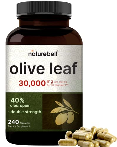 Olive Leaf Extract 30000mg, 240 Capsules | 40% Active Oleuropein, 50:1 Herbal Equivalent – Rich in Polyphenol & Flavonoid Antioxidants for Immune & Heart Health – Non-GMO