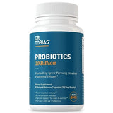 Dr. Tobias Probiotics 30 Billion, 10 Strains, 30 Billion CFU's, Targeted Release Probiotics for Digestive Health, Shelf-Stable Probiotics for Women & Men, Non-GMO, 90 Capsules, 90 Servings