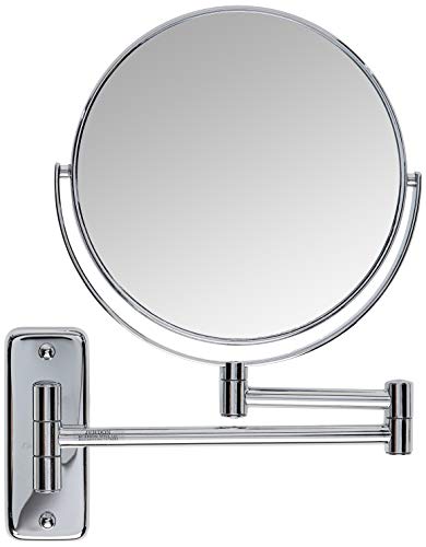 JERDON 8-Inch Two-Sided Swivel Wall Mount Mirror - Makeup Mirror with 8X Magnification & 13.5 inch Wall Extension - Chrome Finish - Model JP7808C