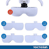 YOCTOSUN Magnifying Glasses with Light, Head Mount Magnifier with 5 Lenses, Headband, Storage Case, Hands Free LED Lighted Head Magnifying Visor for Close Work Hobby Crafts