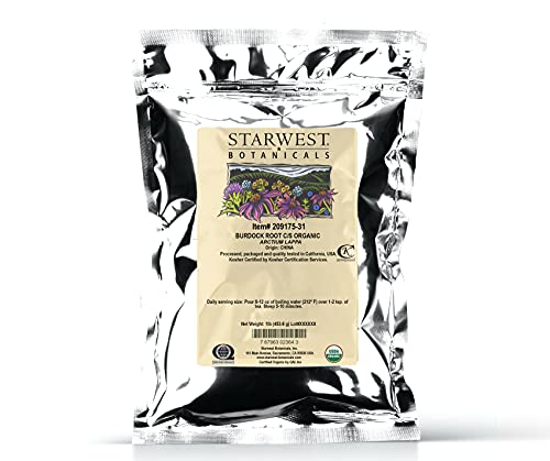 Starwest Botanicals Organic Burdock Root C/S, 1 Pound