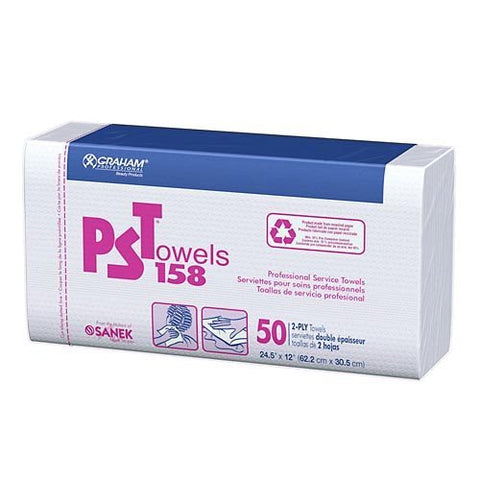 PST 158 Towel 2 Ply 12"x24.5" White Huck finish 1 count 50 Towels