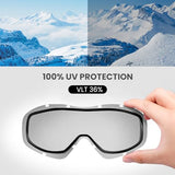 OutdoorMaster OTG Ski Goggles - Over Glasses Ski/Snowboard Goggles for Men, Women & Youth - 100% UV Protection (White Frame + VLT 36% IceBlue Lens)