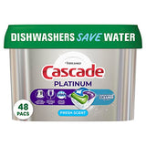 Cascade Platinum ActionPacs + Dishwasher Cleaner, Dishwasher Detergent Pods, Fresh, 48 Count