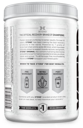 XTEND Original BCAA Powder Airheads Candy Flavor, 7g BCAA and 2.5g L-Glutamine, Sugar Free Post Workout Muscle Recovery Drink with Amino Acids for Men & Women, 30 Servings