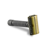 Double Edge Safety Razor by VIKINGS BLADE, Fat & Short Handle, Swedish Steel Blades Pack + Luxury Case. Twist to Open, Reduces Razor Burn, Smooth, Close, Clean Shave (Model: The Chieftain “5 BC”)