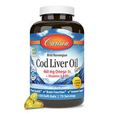 Carlson - Cod Liver Oil Gems, 460 mg Omega-3s, Plus Vitamins A and D3, Wild Caught Norwegian Arctic Cod Liver Oil, Sustainably Sourced Nordic Fish Oil Capsules, Lemon, 150 Softgels