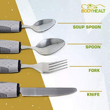 BodyHealt Easy Grip Adaptive Utensils - Weighted Utensils for Elderly, Disabled & Handicapped. Knives Forks & Spoons Set for Arthritis, Parkinsons Aid, Hand Muscle Weakness & Stroke Recovery Equipment