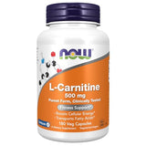 NOW Supplements, L-Carnitine 500mg, Purest Form, Amino Acid, Fitness Support*, 180 Veg Capsules