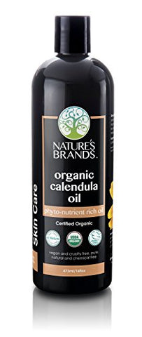 Nature’s Brands Organic Calendula Oil Organic for Skin (16oz) 100% Natural, and Skin Moisturizer, USDA Certified Organic