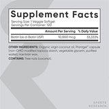 Sports Research Vegan Biotin 10,000mcg with Coconut Oil - Max Strength Biotin Vitamin B7 for Healthier Hair & Skin and Keratin Support - Non-GMO & Gluten Free, 120 Softgels (4 Month Supply)