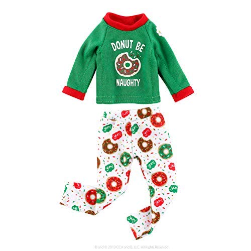 The Elf on the Shelf Donut Pajama Outfit - 2019 Retro Claus Couture Sleepover Set (Two Piece) - Cute Christmas Themed PJ Outfit For Both Boy and Girl Elves - Dress Your Sleepy Elves For Christmas Eve