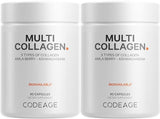 Codeage Multi Collagen Protein Capsules, Type I, II, III, V, X, Grass Fed & Hydrolyzed Collagen Pills Supplement, All in One Collagen, Bone Broth, Amla Berry Source of Vitamin C, Non-GMO - (2 Pack)