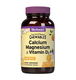 Bluebonnet Nutrition Calcium Magnesium Plus Vitamin D3 Earthsweet, Bone Health & Muscle Relaxation, Soy-Free, Gluten-Free, Kosher, Dairy-Free,90 Orange Vanilla Flavored Chewable Tablets