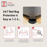 Zulu Supply Bed Bug Interceptors, Traps, 8 Pack, Bedbug Monitor, Insect Detector for Bed Legs or Furniture (Black 8-Pack)