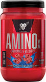 BSN Amino X Muscle Recovery & Endurance Powder with BCAAs, Intra Workout Support, 10 Grams of Amino Acids, Keto Friendly, Caffeine Free, Flavor: Blue Raz, 30 Servings (Packaging May Vary)