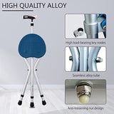 Yayayo Walking Cane with Seat Aluminum Alloy Portable LED Floding Chair for Seniors Adult Height Adjustable Heavy Stick Stool for Elderly Gift Blue