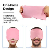 Headache Relief Hat for Migraine Relief, Tension, One Size Fits All Headache Cap with Reusable Ice Gel Pack for Puffy Eyes, Stress Relief (Pink)