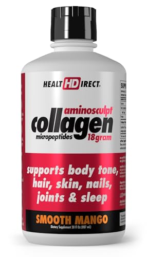 HEALTH DIRECT AminoSculpt Sugar-Free Collagen Supplement - High Potency Medical-Grade Protein for Hair, Skin, Nails & Joints, Grass-Fed, Non-GMO, Liquid Collagen - Smooth Mango - 30 Fl Oz