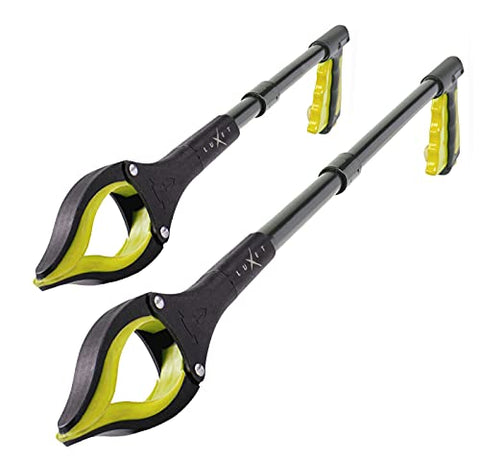 Grabber Reacher Tool - 2 Pack - Newest Version Long 19/32 Inch Foldable Pick Up Stick - Strong Grip Magnetic Tip Lightweight Trash Picker Claw Reacher Grabber Tool for Elderly Reaching, Luxet (Yellow)