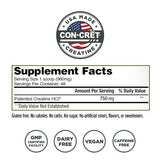 CON-CRET Patented Creatine HCl Powder, Raw Unflavored Stimulant-Free Workout Supplement for Energy, Strength, and Endurance, 64 Servings