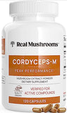 Real Mushrooms Cordyceps Capsules - Performance Mushroom Extract Supplement with Organic Militaris for Energy & Immune Support Vegan Supplement, Non-GMO, 120 Caps