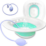 RUGUO Sitz Bath for Hemorrhoids - Sitz Bath for Toilet Seat - Foldable Sitz Bath for Postpartum Care, for Soothes Hemorrhoids & Perineum, Cleanse Vagina & Anal（Blue Accessories）