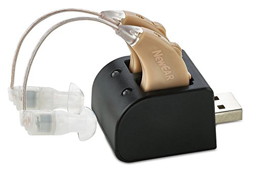 Hearing Amplifiers Set with New Digital Technology - Almost Invisible Design and Rechargeable USB Dock - Personal Pair Sound Amplifier with Adjustable Volume Tone Control By MEDca