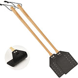 SAMEBUTECO Leather Fly Swatter Black Effective Insects Catcher with Heavy-Duty Design and Bench Wood Handle - 19.7" Length