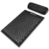 ProsourceFit Acupressure Mat and Pillow Set for Back/Neck Pain Relief and Muscle Relaxation, Black/Black