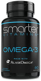 SmarterVitamins Omega 3 Fish Oil, Strawberry Flavor, Burpless, Tasteless, 2000mg, DHA EPA Triple Strength Brain Support, Joint Support, Made with AlaskOmega®, Heart Support