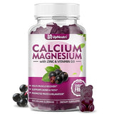 Calcium Magnesium Zinc with Vitamin D3 Supplement, Sugar Free Calcium Gummies for Women Men, High Absorption Zinc Gummies for Bone & Muscle & Immune Health, Vegan Elderberry Flavor - 60 Count